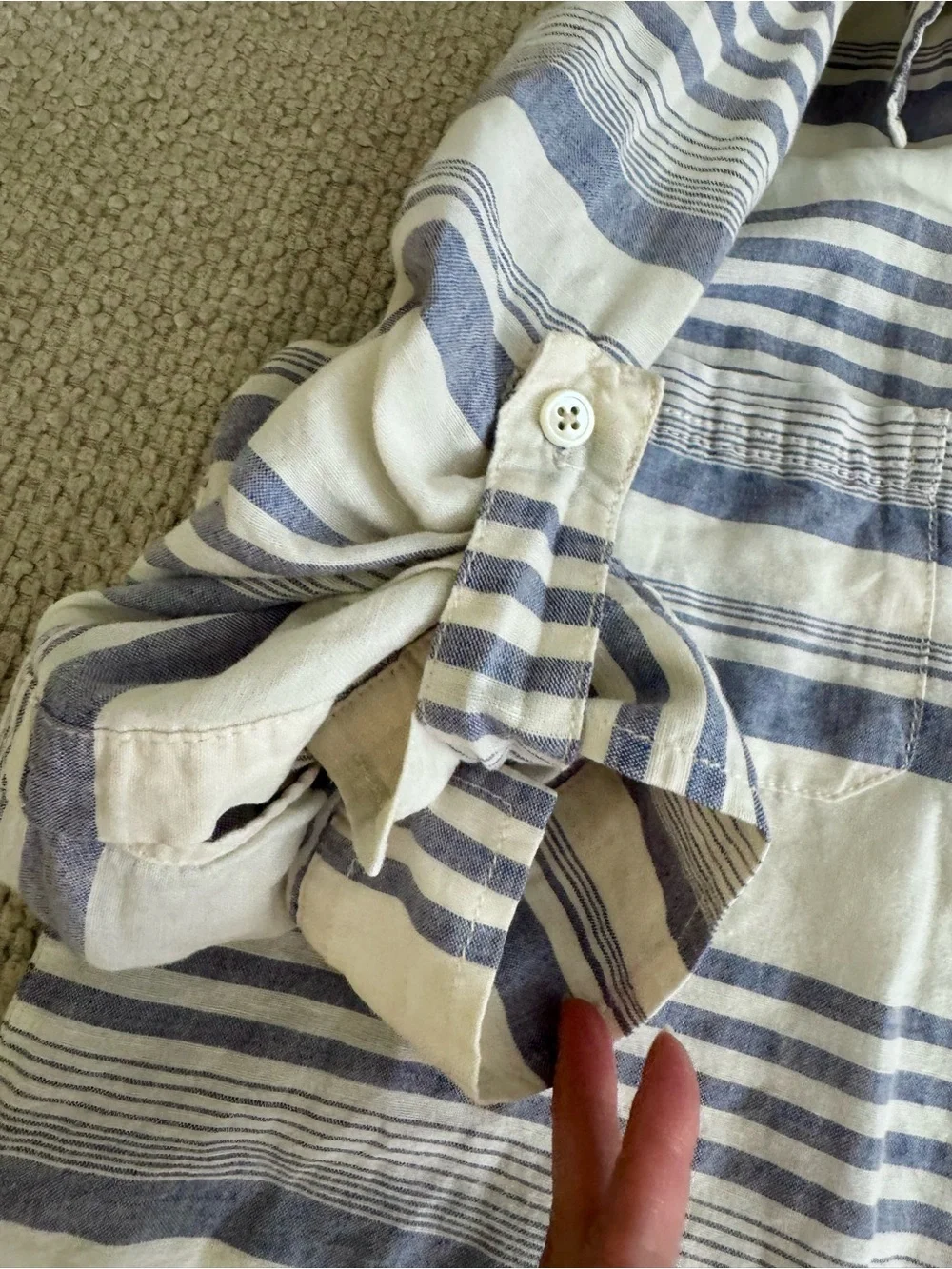 JCREW Linen Half Button Down Popover Top Shirt